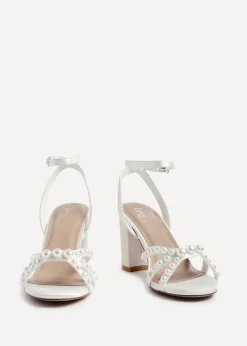 Linzi Enchanted Ivory Block Heeled Sandals