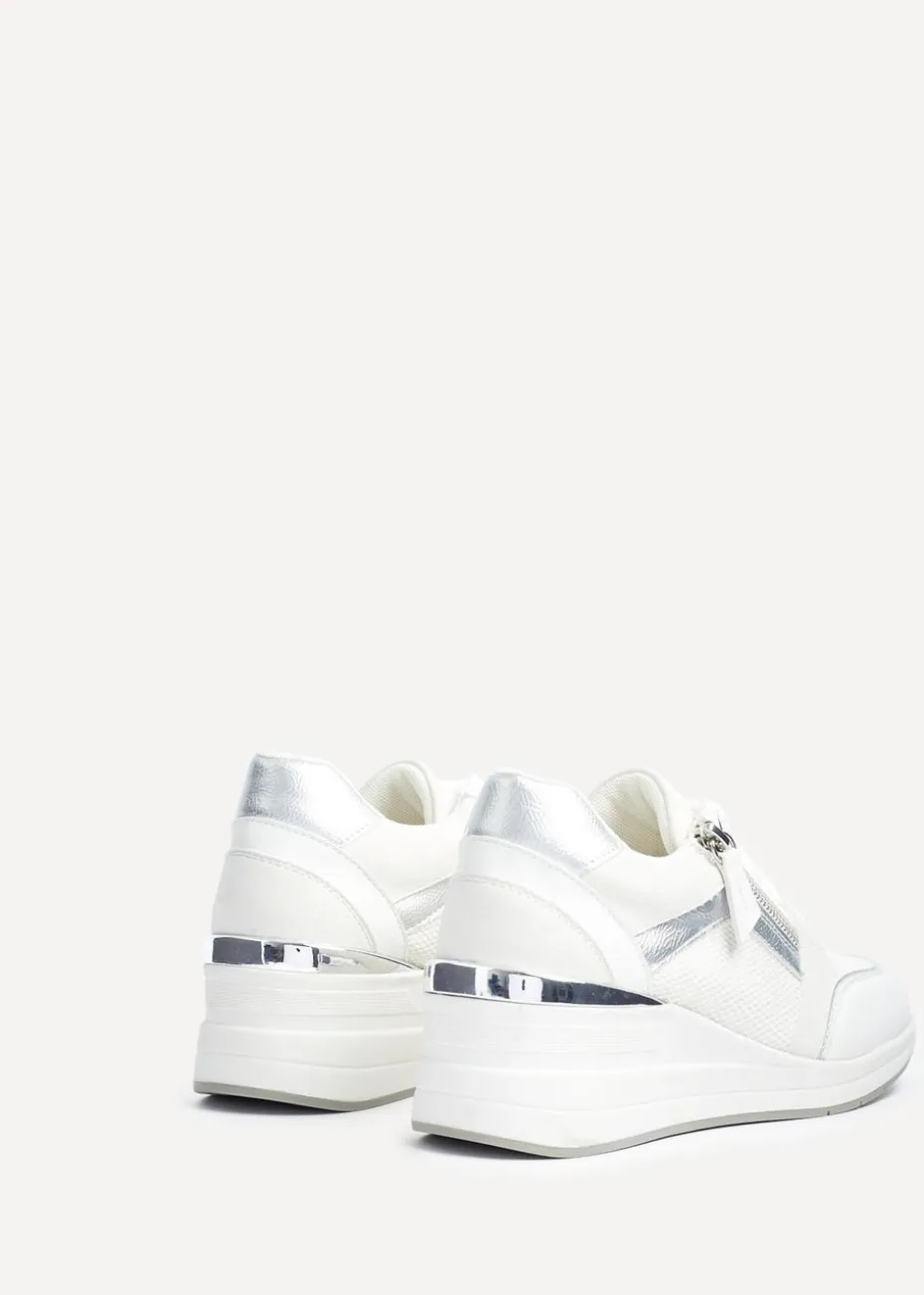 Linzi Everett White & Silver Wedged Trainer