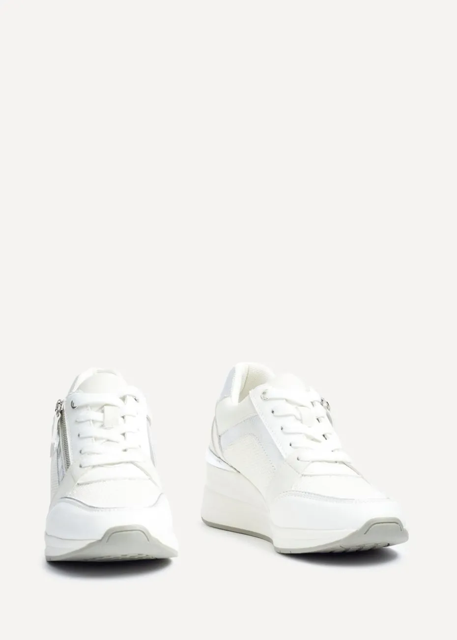 Linzi Everett White & Silver Wedged Trainer