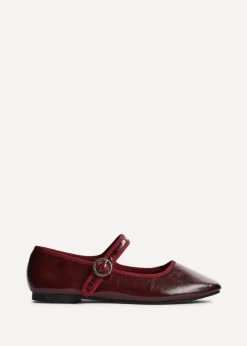 Linzi Graceful Burgundy Faux Leather Ballet Pumps