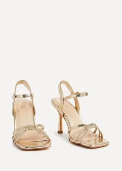 Linzi Helena Wide Fit Gold Faux Leather Heeled Sandals