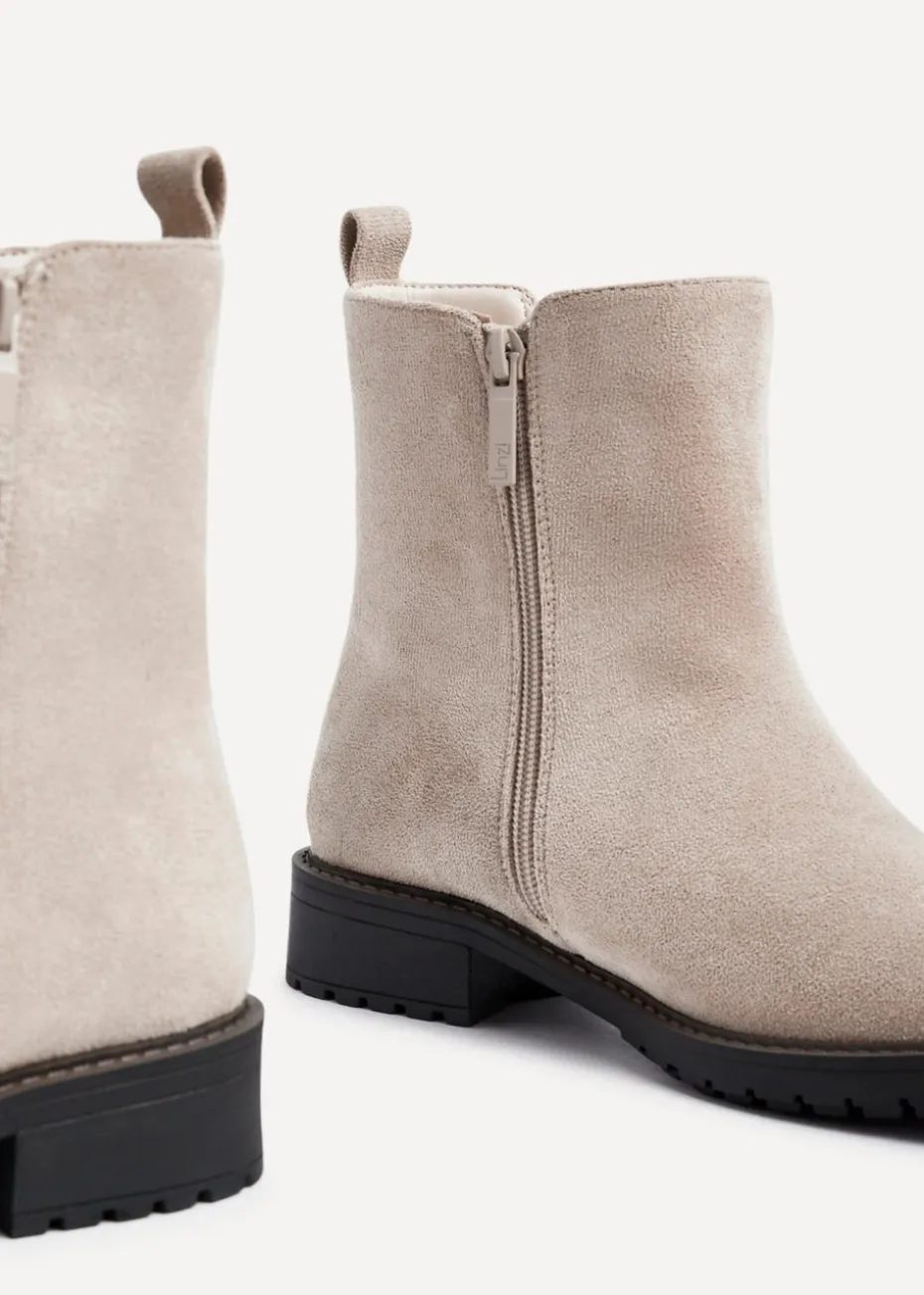 Linzi Holland Wide Fit Beige Faux Suede Classic Chelsea Boot