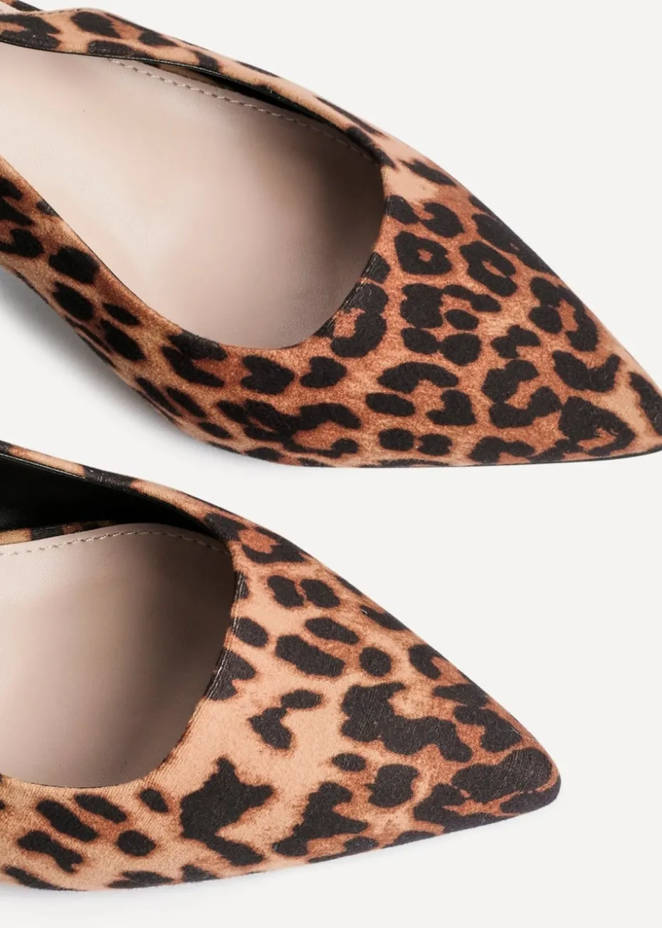 Linzi Izzie Multi Wide Fit Leopard Print Sling Back Low Court Heel
