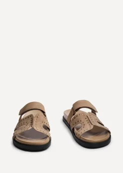 Linzi Karma Camel Nubuck Studded Linked Design Sandal