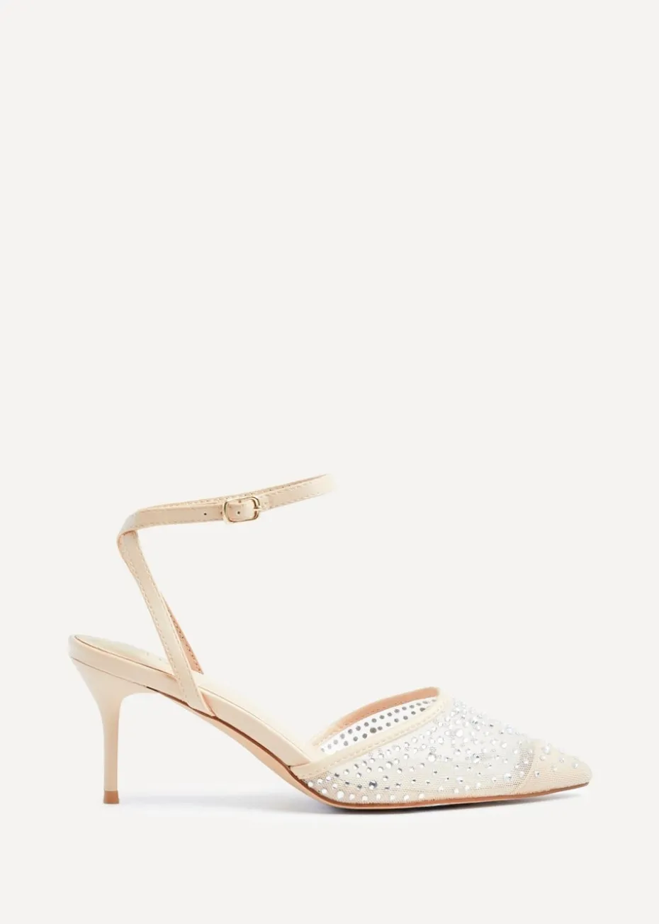 Linzi Krystal Sand Mesh & Diamante Court Heel