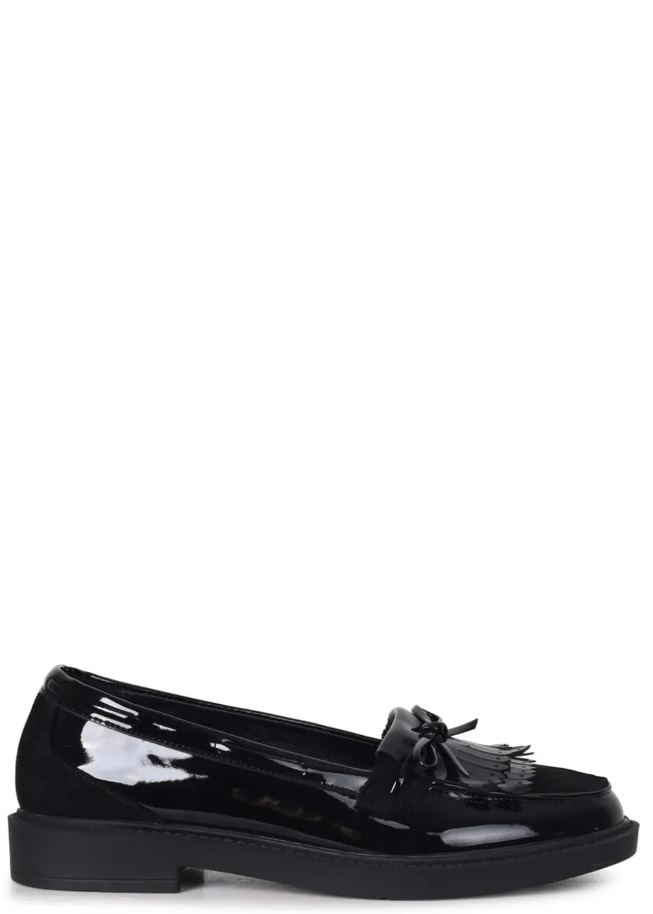 Linzi Mallo Black Faux Suede & Leather Classic Loafer