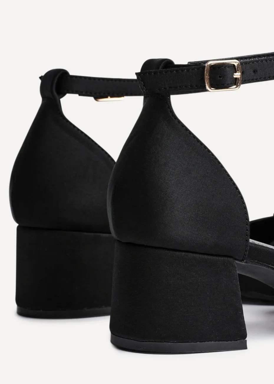 Linzi Orla Black Scuba Low Block Court Heel