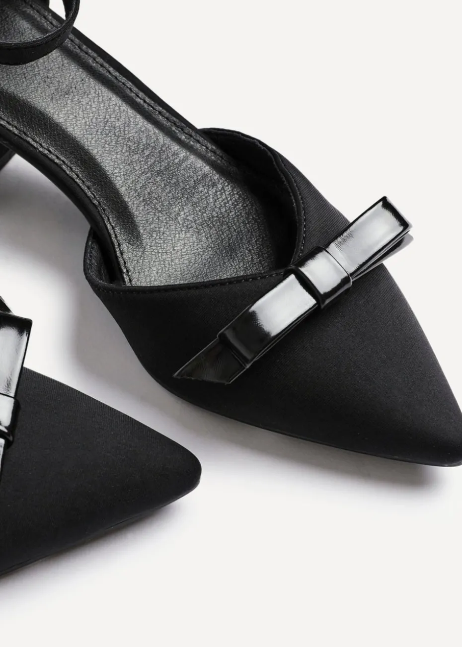 Linzi Orla Black Scuba Low Block Court Heel