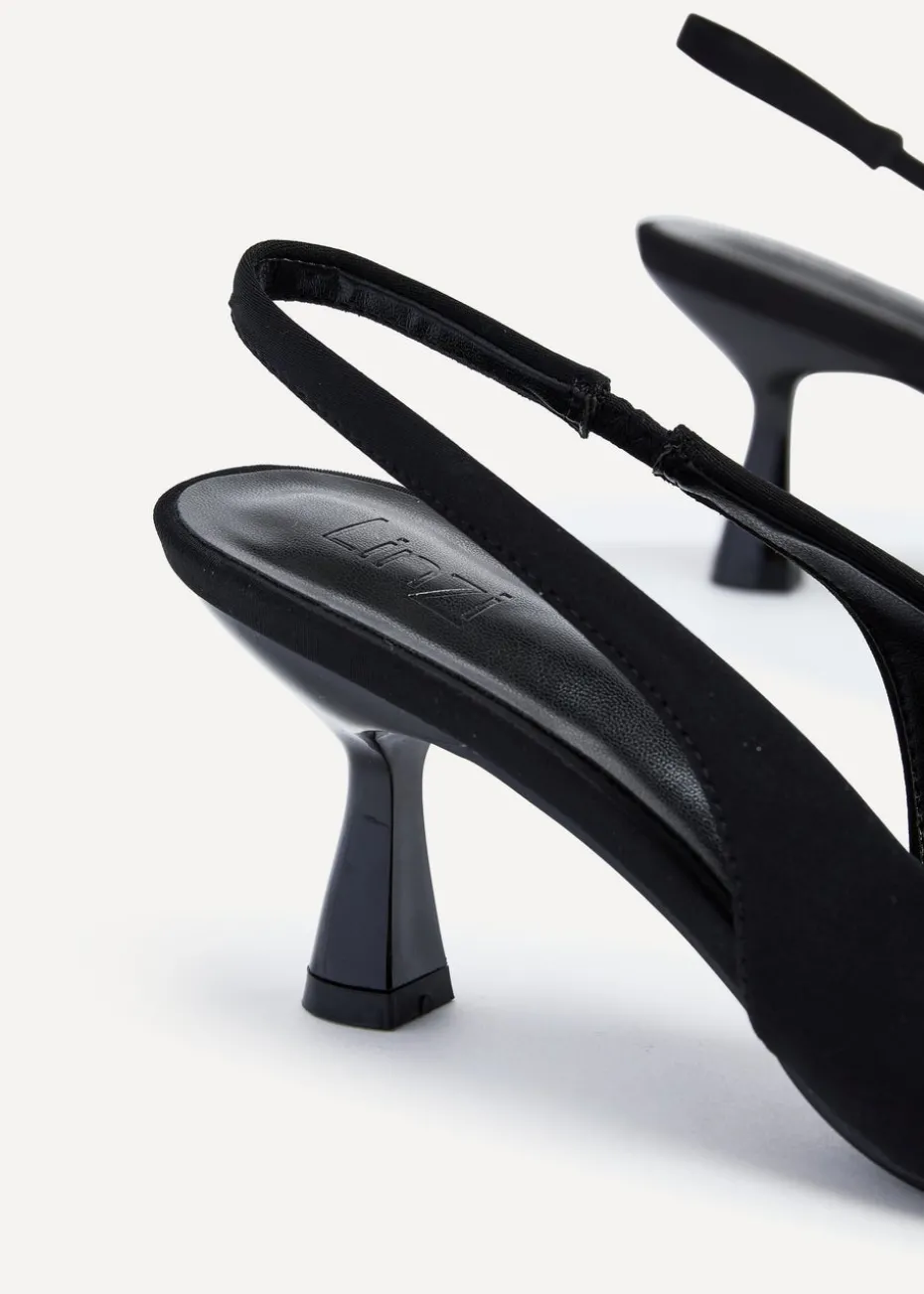 Linzi Presley Black Lycra Sling Back Low Court Heel
