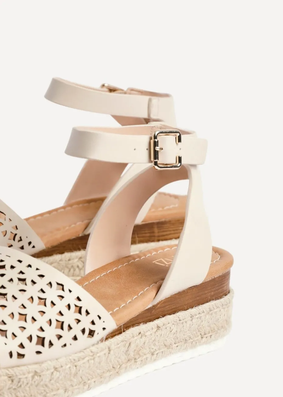 Linzi Radiance Sand Faux Leather Flatform Sandals