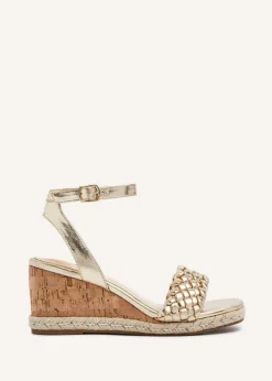 Linzi Regan Gold Faux Leather Plaited Wedge