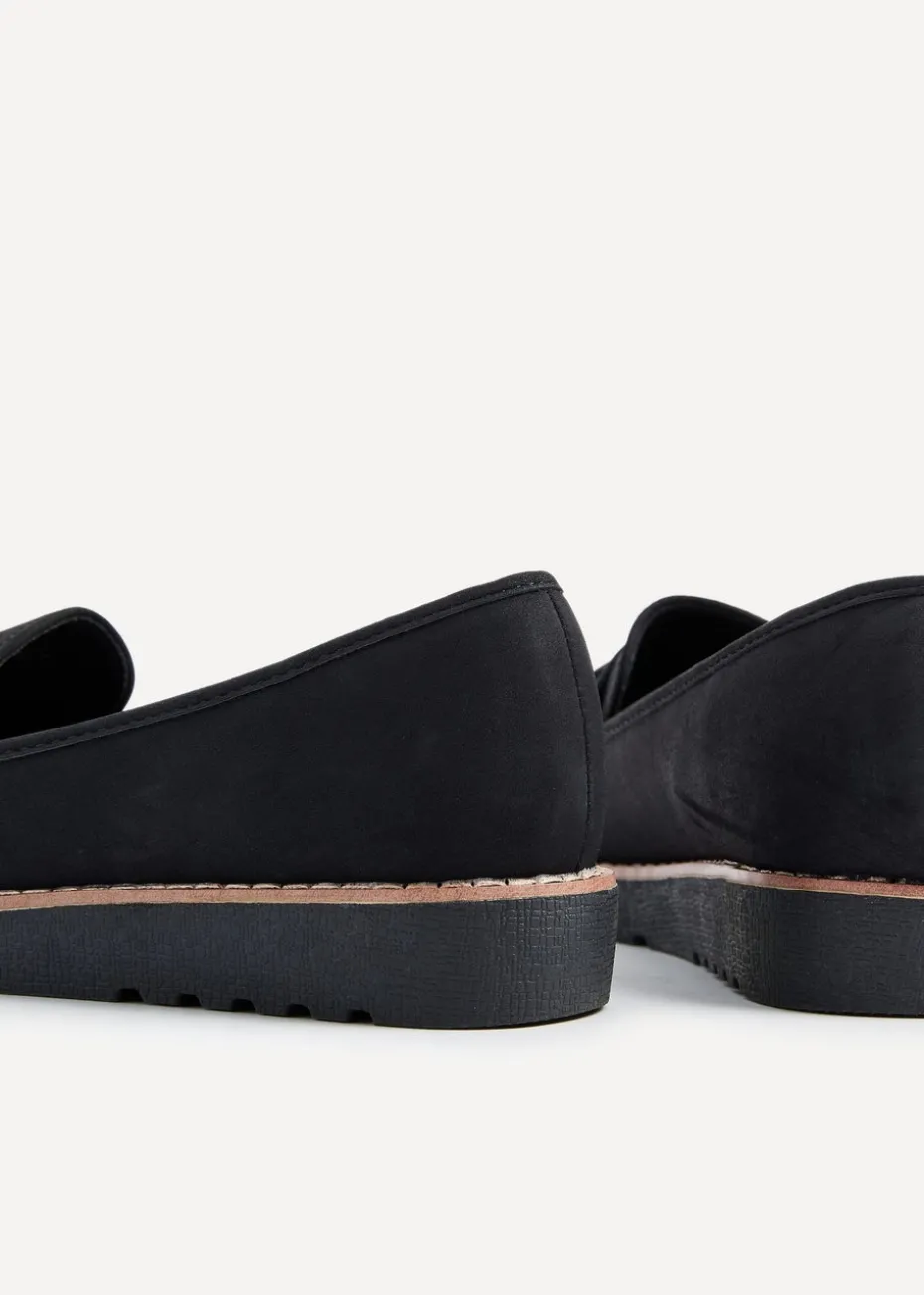 Linzi Samson Black Nubuck Classic Slip On Loafer