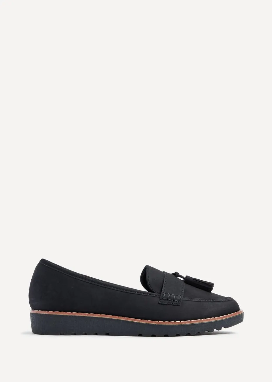 Linzi Samson Black Nubuck Classic Slip On Loafer