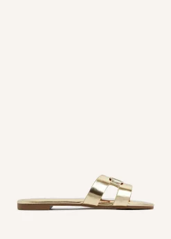 Linzi Sasha Gold Faux Leather Slider Sandal