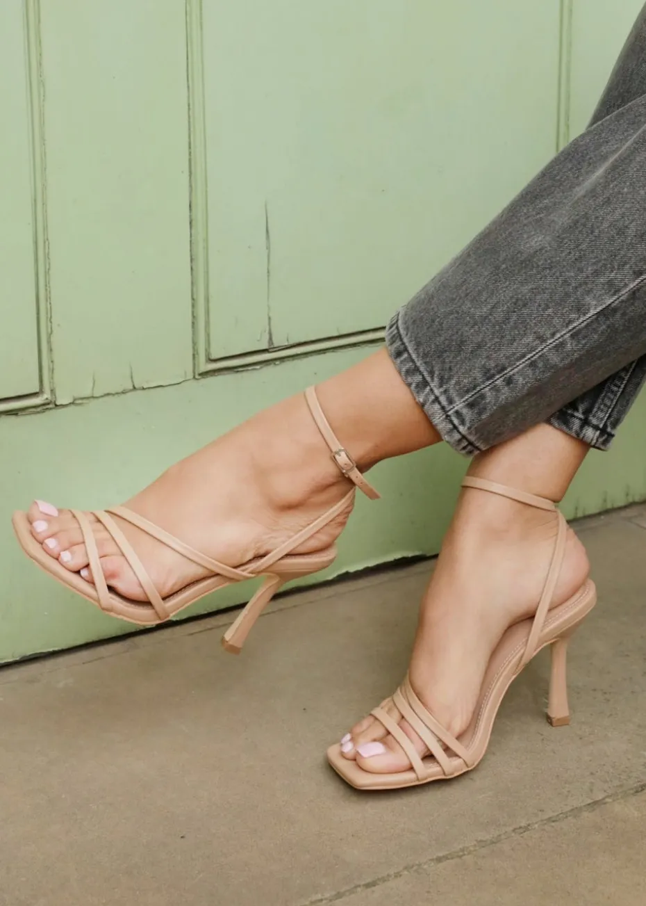 Linzi Scarlett Mocha Faux Leather Strappy Heel Sandal