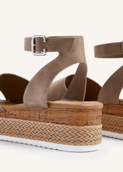 Linzi Shore Wide Fit Taupe Flatform Sandal