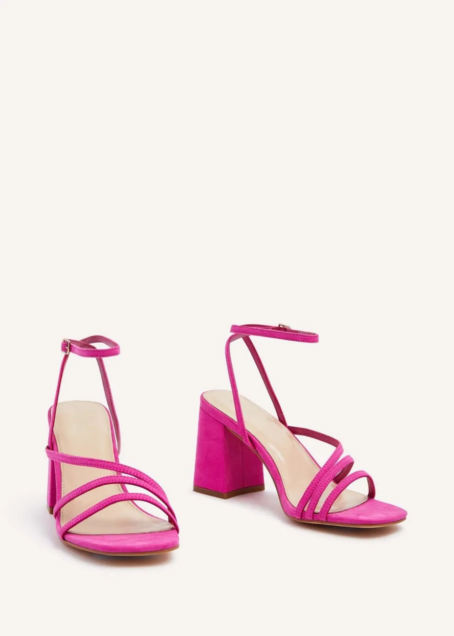 Linzi Status Pink Faux Suede Crossover Block Heeled Sandal