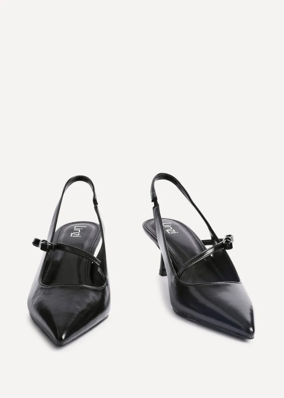 Linzi Timeless Black Faux Leather Court Heel