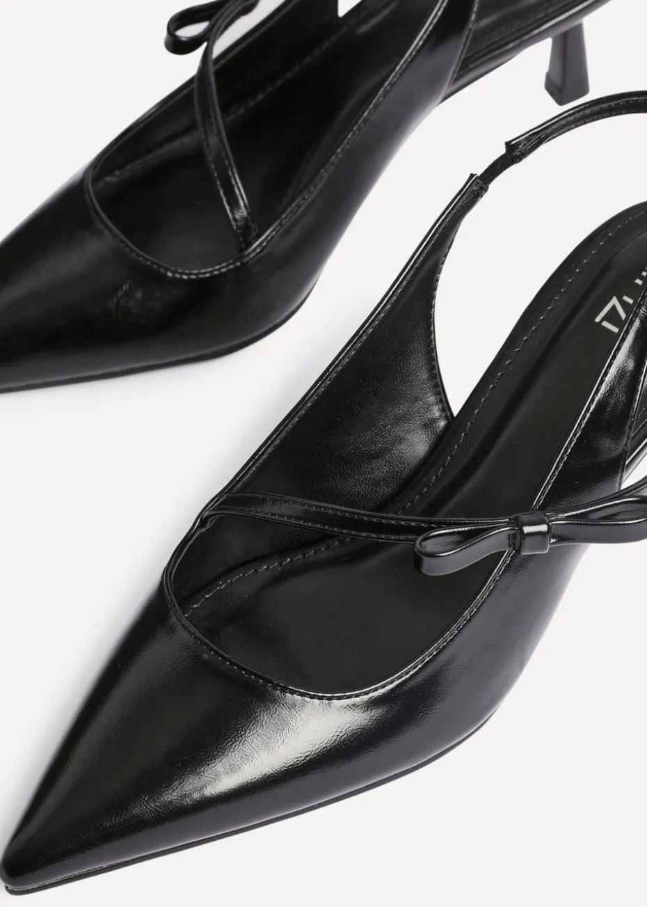 Linzi Timeless Black Faux Leather Court Heel