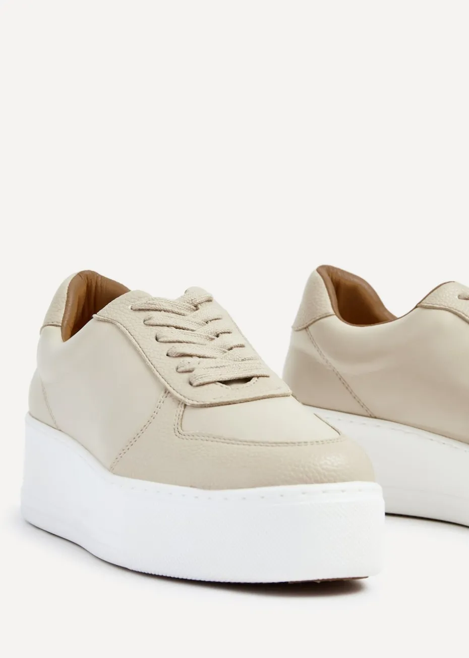 Linzi Twiggy Sand Faux Leather Platform Trainer