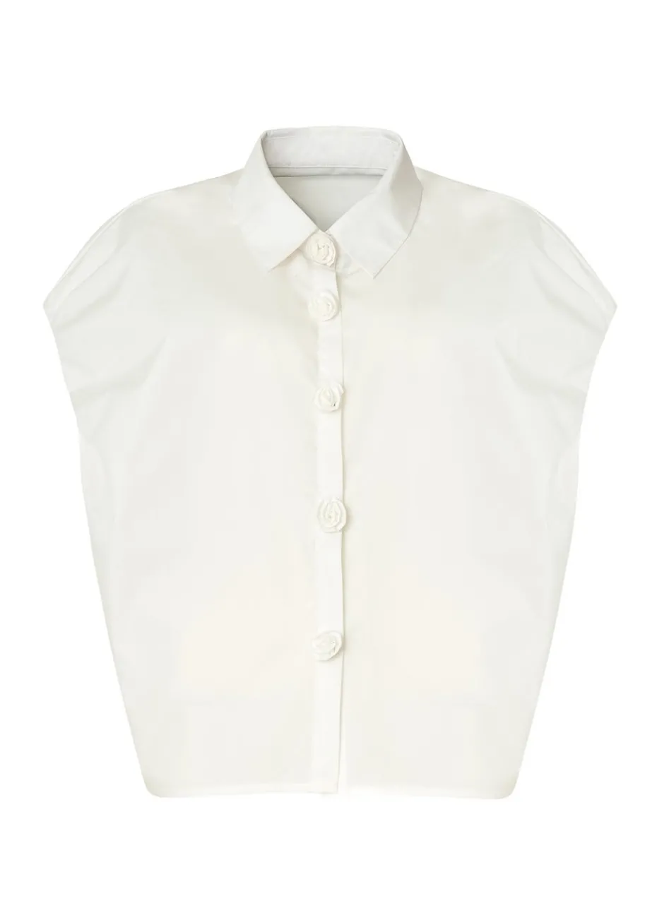 Little Mistress White Poplin Cotton Shirt by Vicky Pattison