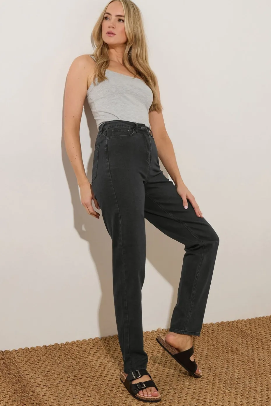Long Tall Sally Black Washed Una Stretch Mom Jeans