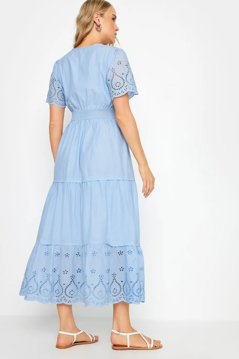 Long Tall Sally Blue Broderie Hem Maxi Dress