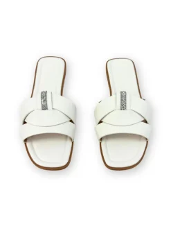 Love Lemonade White Sparkly Crystal Wrap Flat Sliders