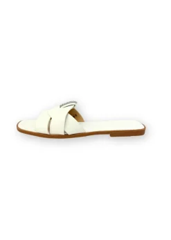 Love Lemonade White Sparkly Crystal Wrap Flat Sliders