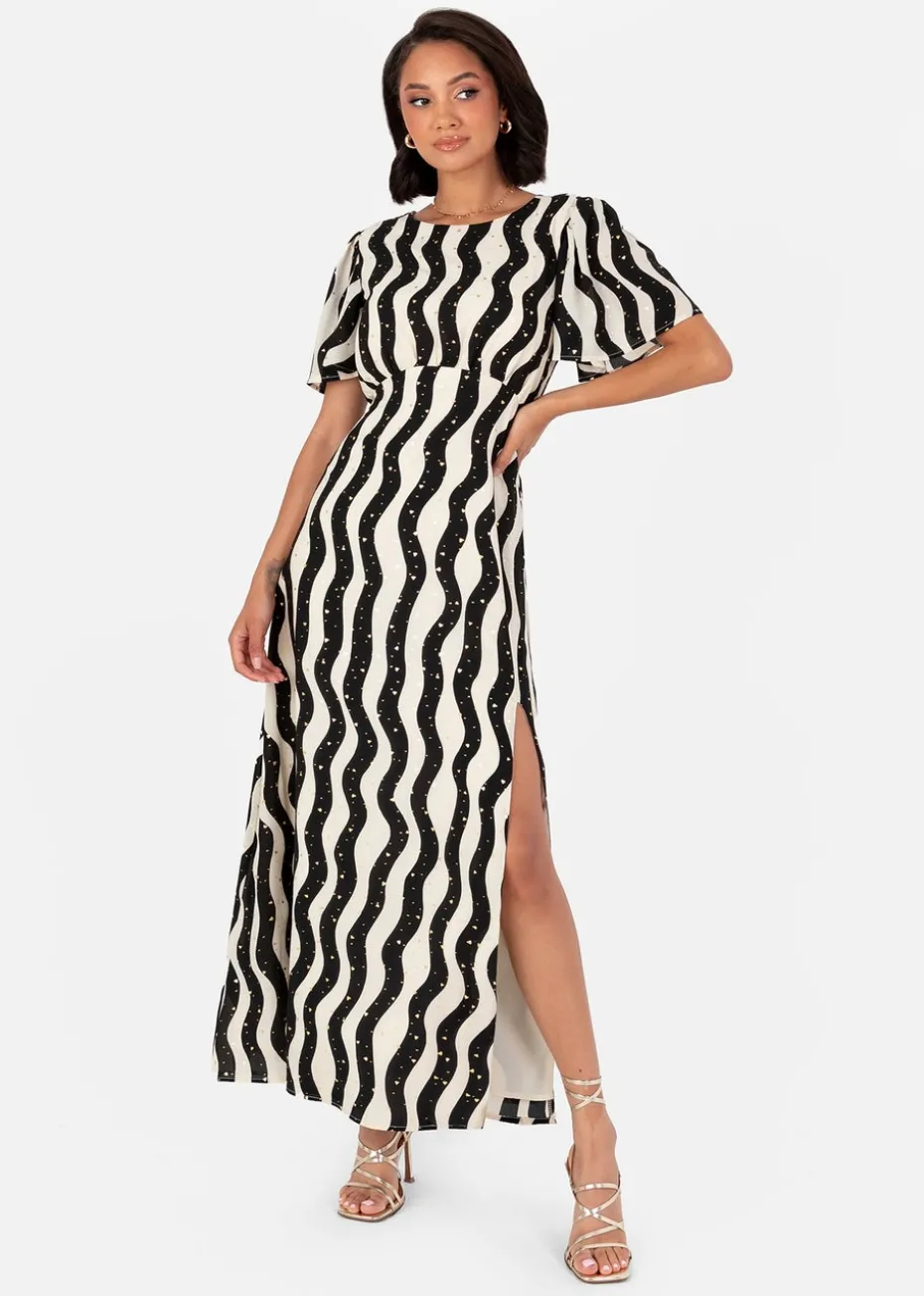 Lovedrobe Multi Wave Short Sleeve Midaxi Dress
