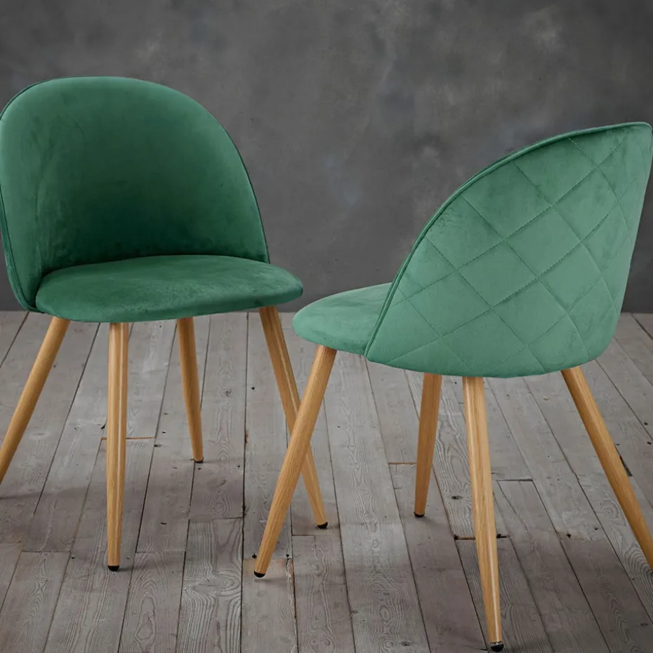 LPD Furniture Set of 2 Venice Dining Chairs Green (780x550x510mm)