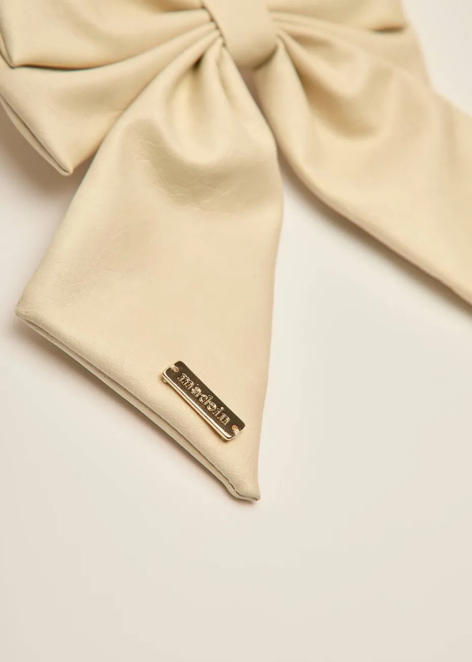 Madein Cream Luxe Polly Bow with Golden Accent