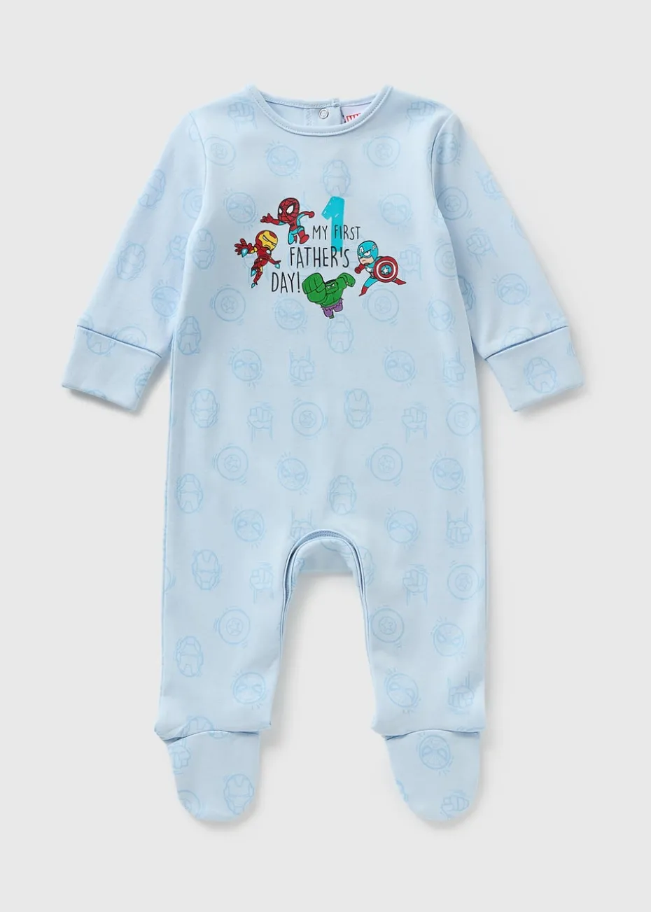 Marvel Baby Blue Fathers Day Sleepsuit (Newborn-12mths)