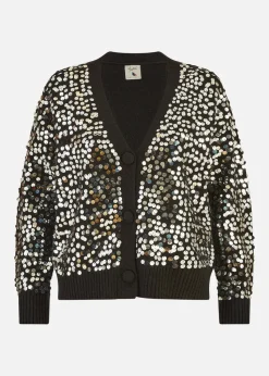 Mela Black Sequin Knitted Cardigan