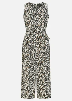 Mela Brown Animal Print Sleeveless Culotte Jumpsuit