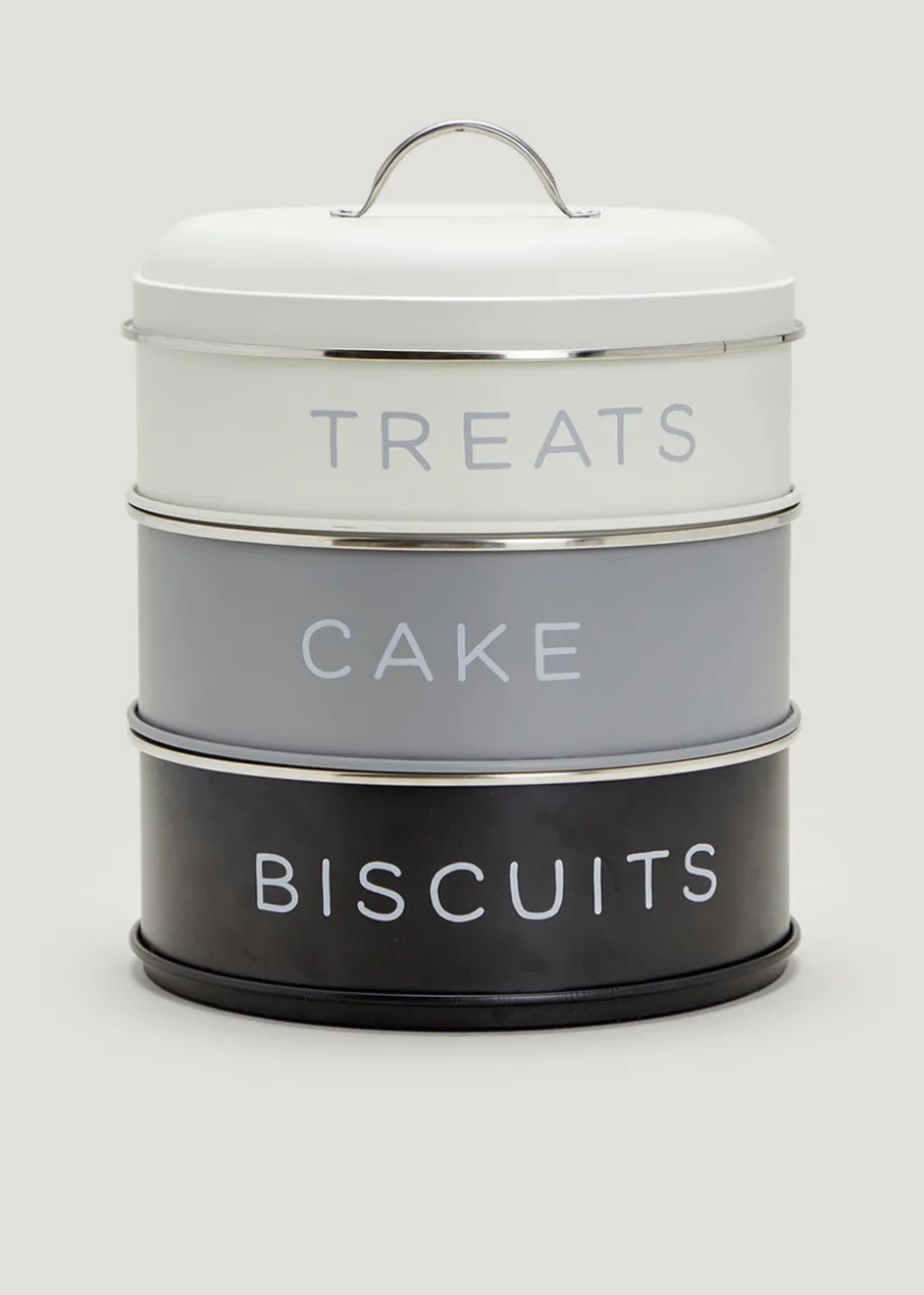 Metal Tea Coffee & Sugar Stackable Canisters