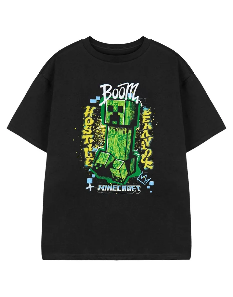 Minecraft Hostile Behaviour Kids Black T-Shirt (3-14 Years)