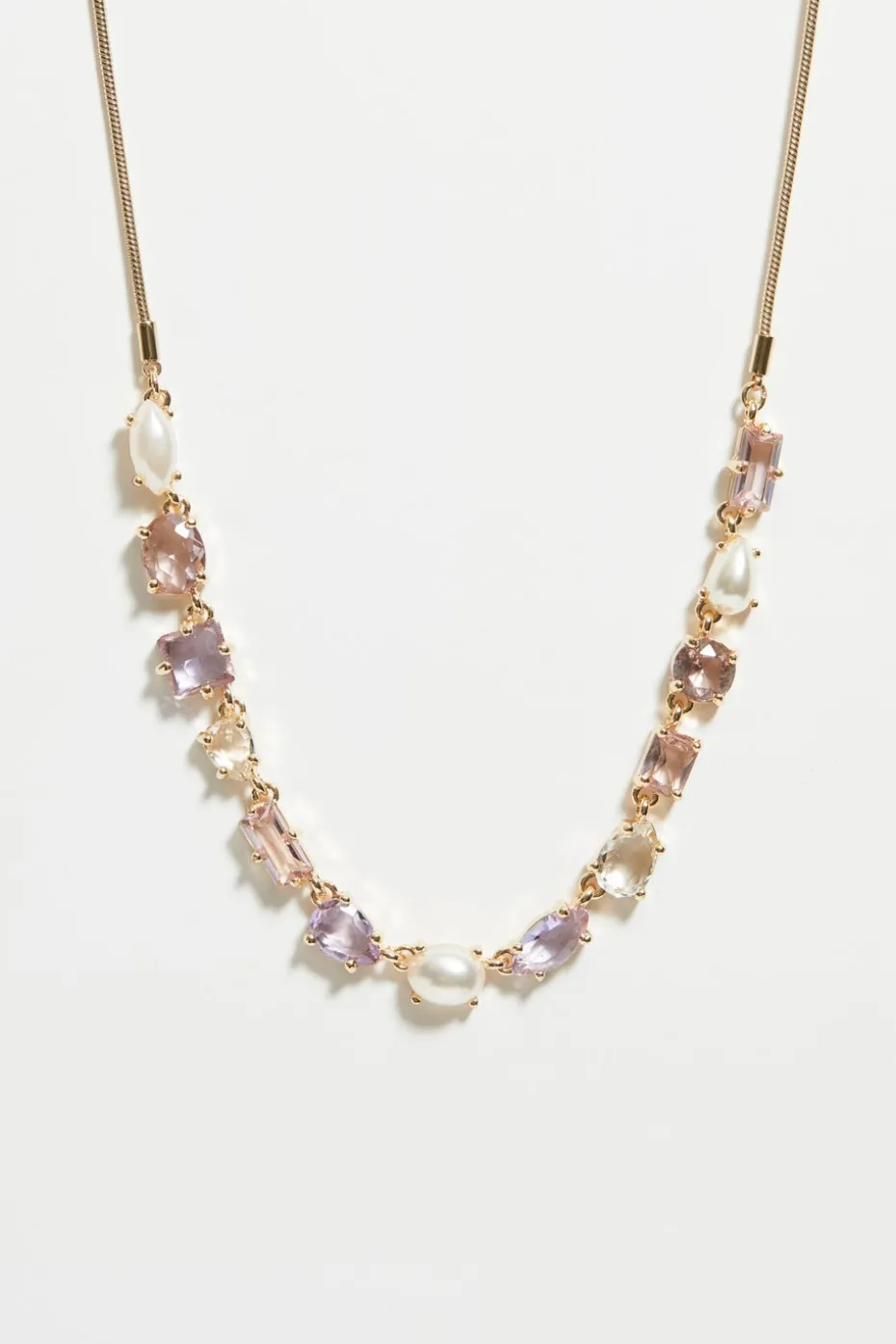 Mood Gold Romantic Crystal & Pearl Mixed Stone Allway Necklace