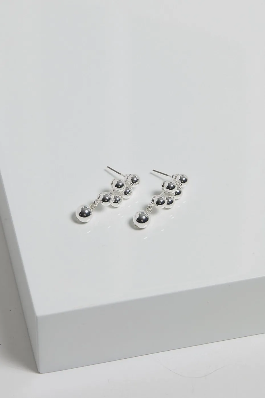 Mood Silver Polished Bubble Drop Earrings