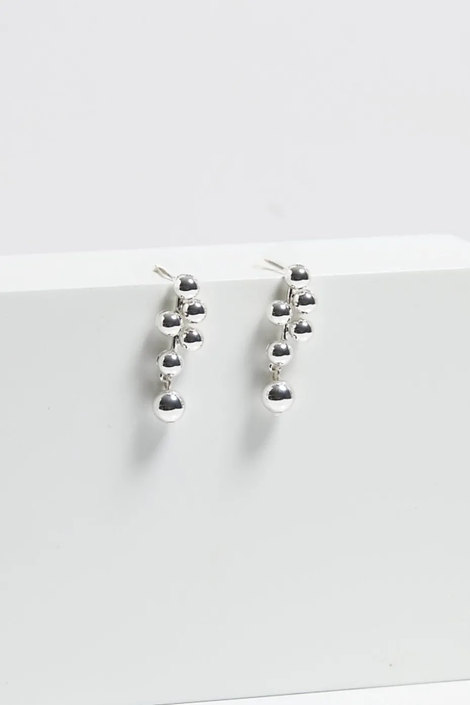 Mood Silver Polished Bubble Drop Earrings