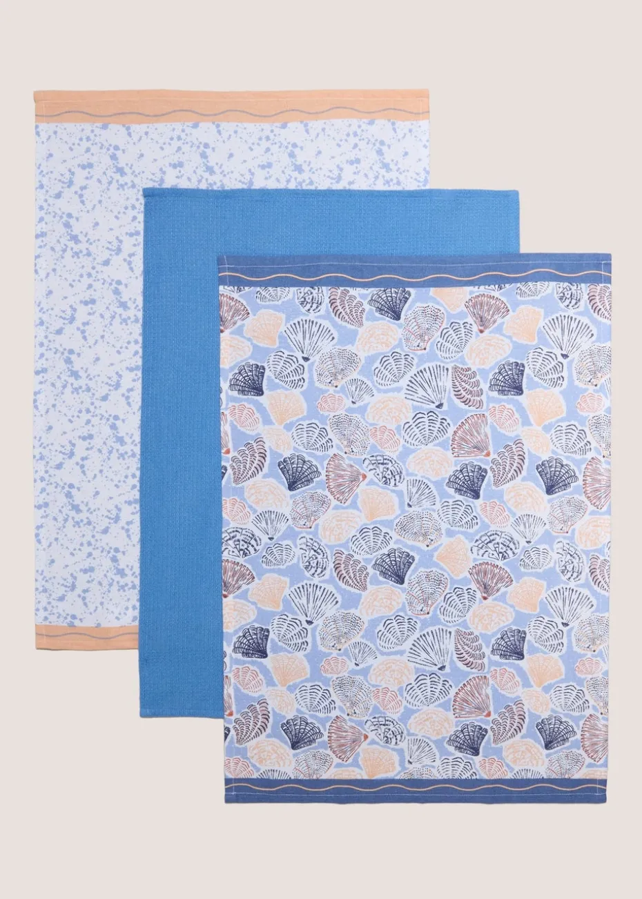 Multicolour Shell Print Tea Towels