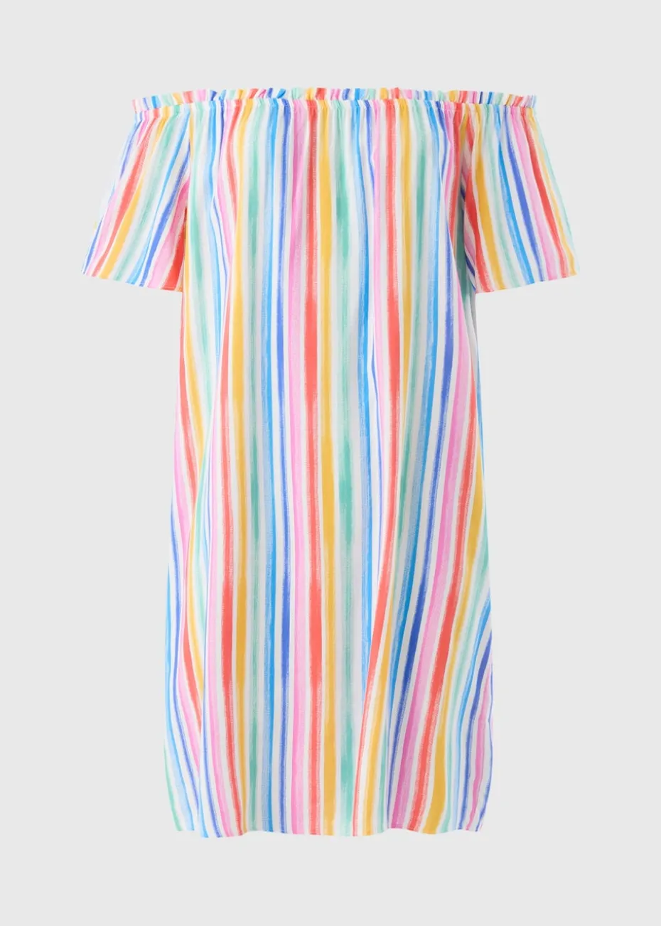 Multicoloured Rainbow Bardot Dress