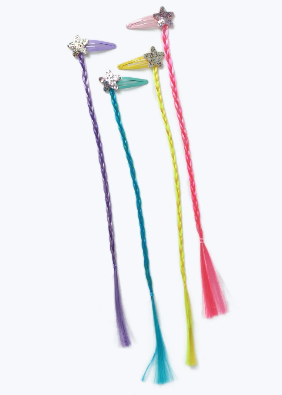 Muse 4 Pack Multicolour Star Fake Hair Clips