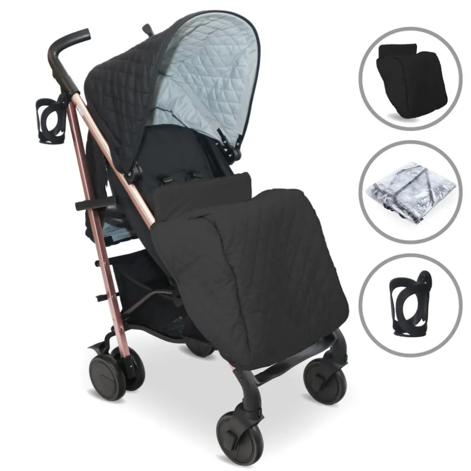 My Babiie Black Billie Faiers Rose Gold Quilted Stroller