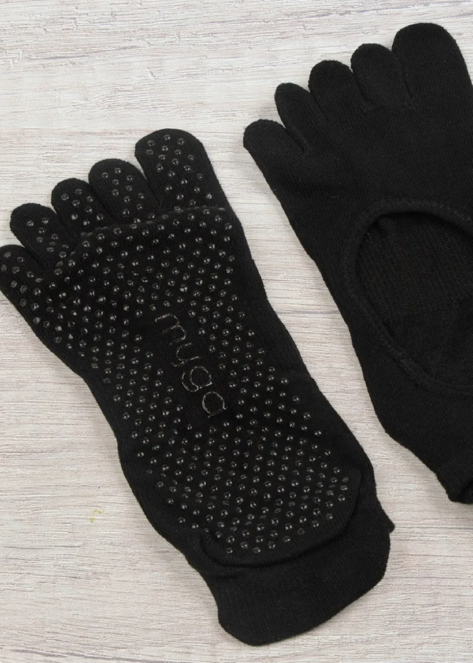 Myga Black Gripped Yoga Toe Socks 3-Pack