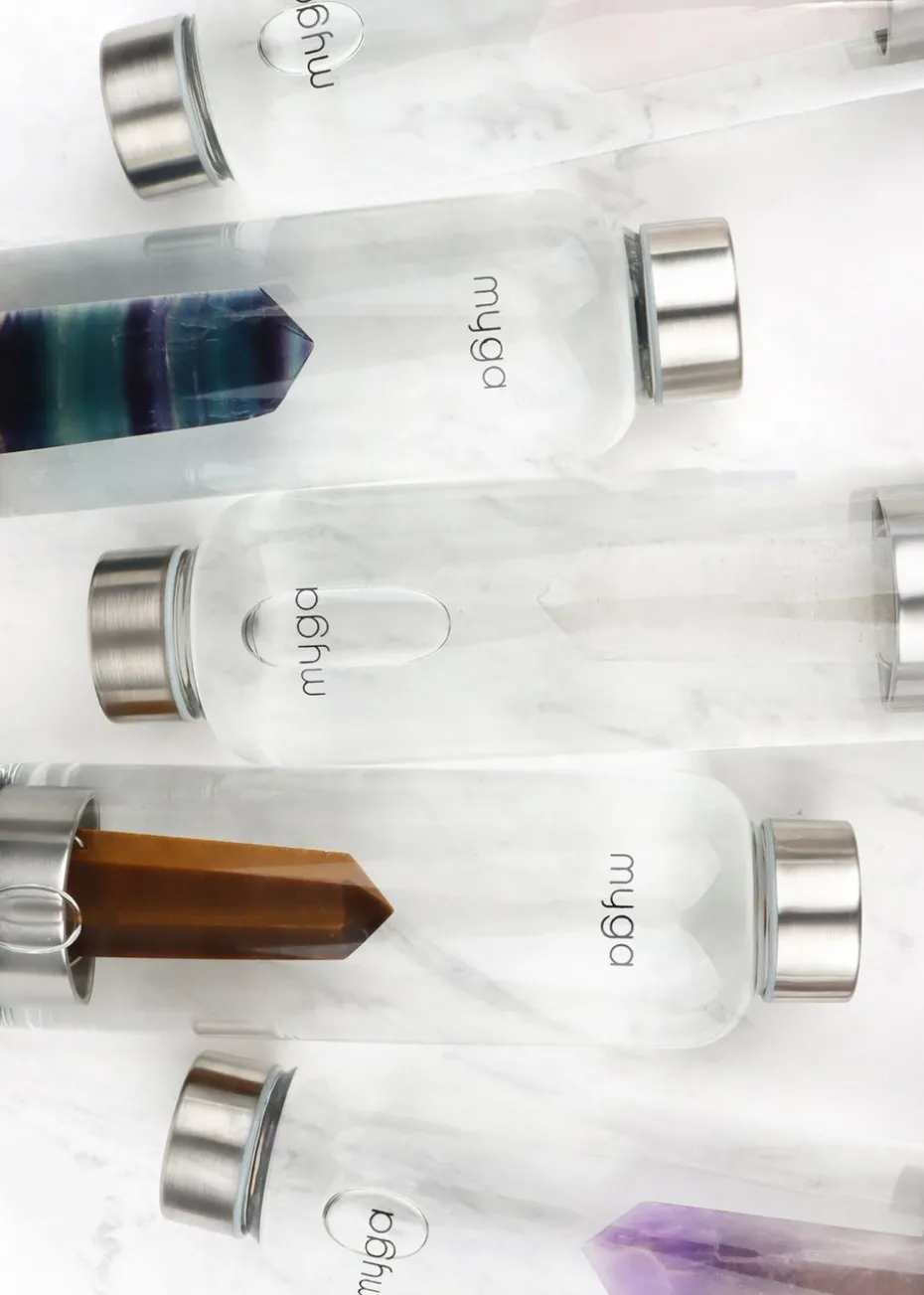 Myga Rose Quartz Crystal Water Bottle
