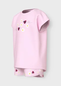 Name It Girls Pink Daisy Top & Short Set (1.5-7yrs)