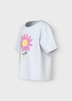 Name It Girls White Flower T-Shirt (1.5-8yrs)
