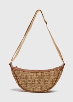 Natural Straw Cross Body Bag