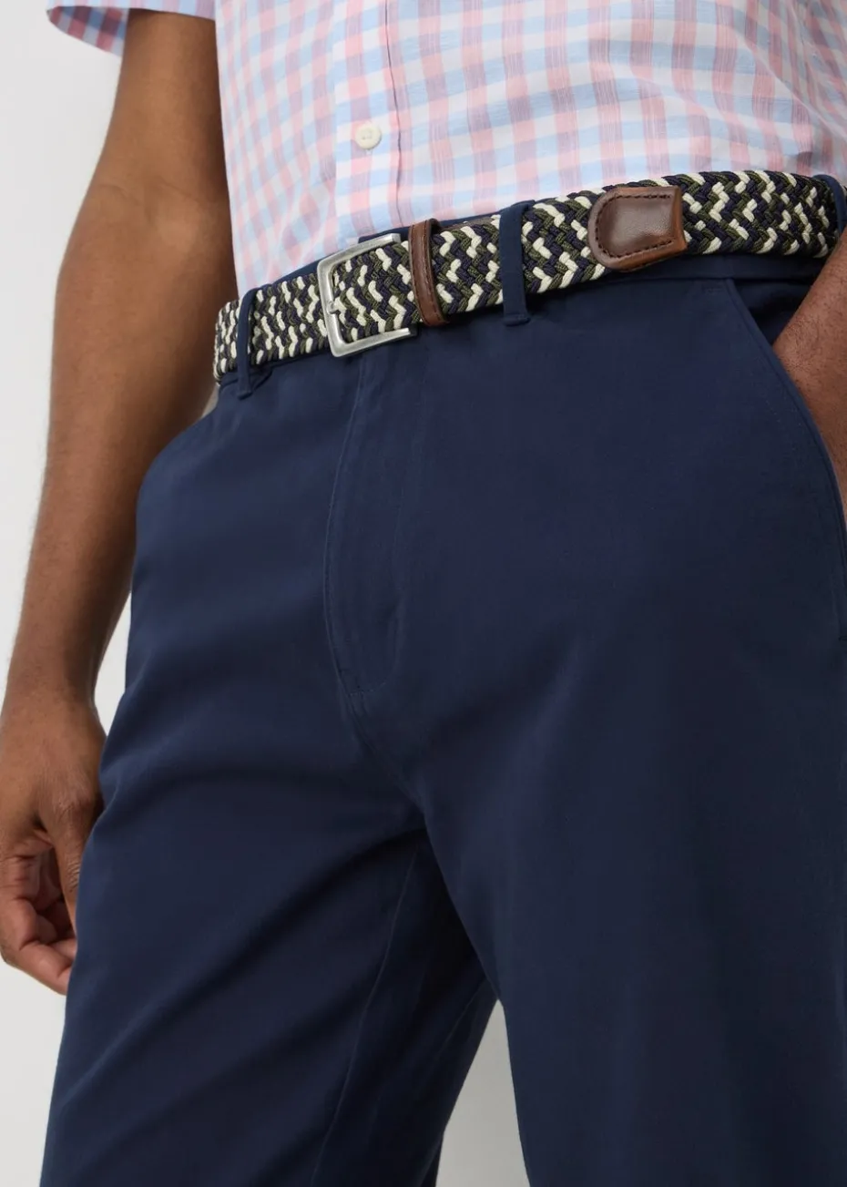 Navy Belted Chino Trousers